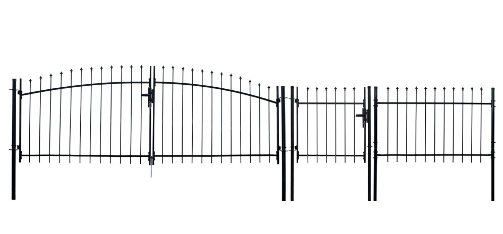 ALEKO DWGD11X5PD-AP DIY Steel Dual Swing Driveway Gate Kit - ATHENS Style - 11 x 5 Feet with Pedestrian Gate - 3 x 5 Feet